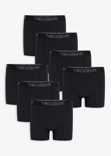 Threadbare Black 7-Pack Hipster Fit Boxer Shorts