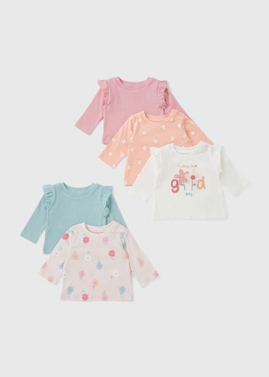 5 Pack Baby Multicolour Flower Tops (Newbron-23mths)