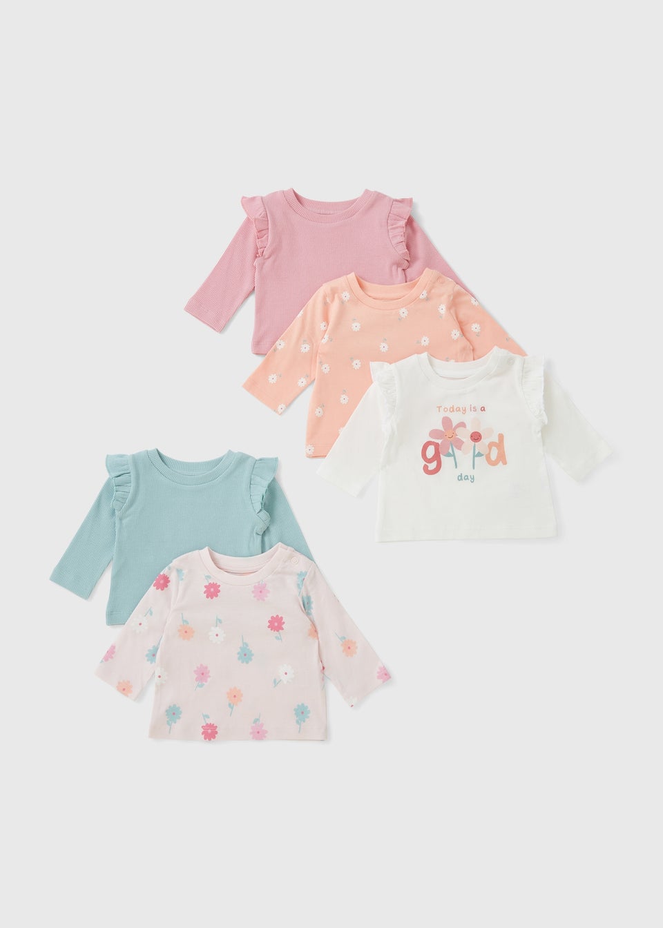 5 Pack Baby Multicolour Flower Tops (Newbron-23mths)