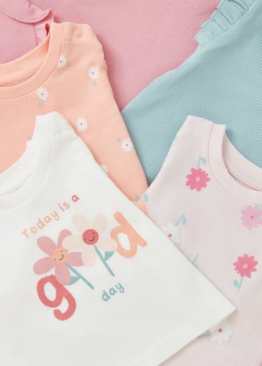 5 Pack Baby Multicolour Flower Tops (Newbron-23mths)