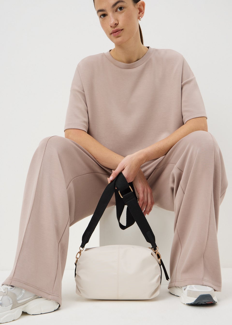 Cream Barrel Crossbody Bag