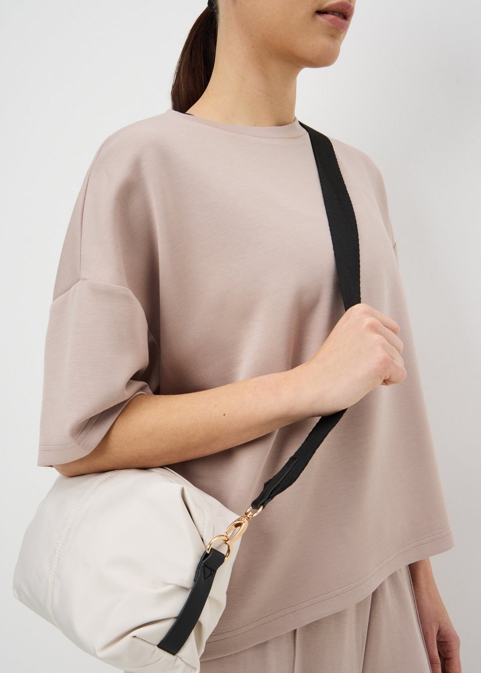 Cream Barrel Crossbody Bag
