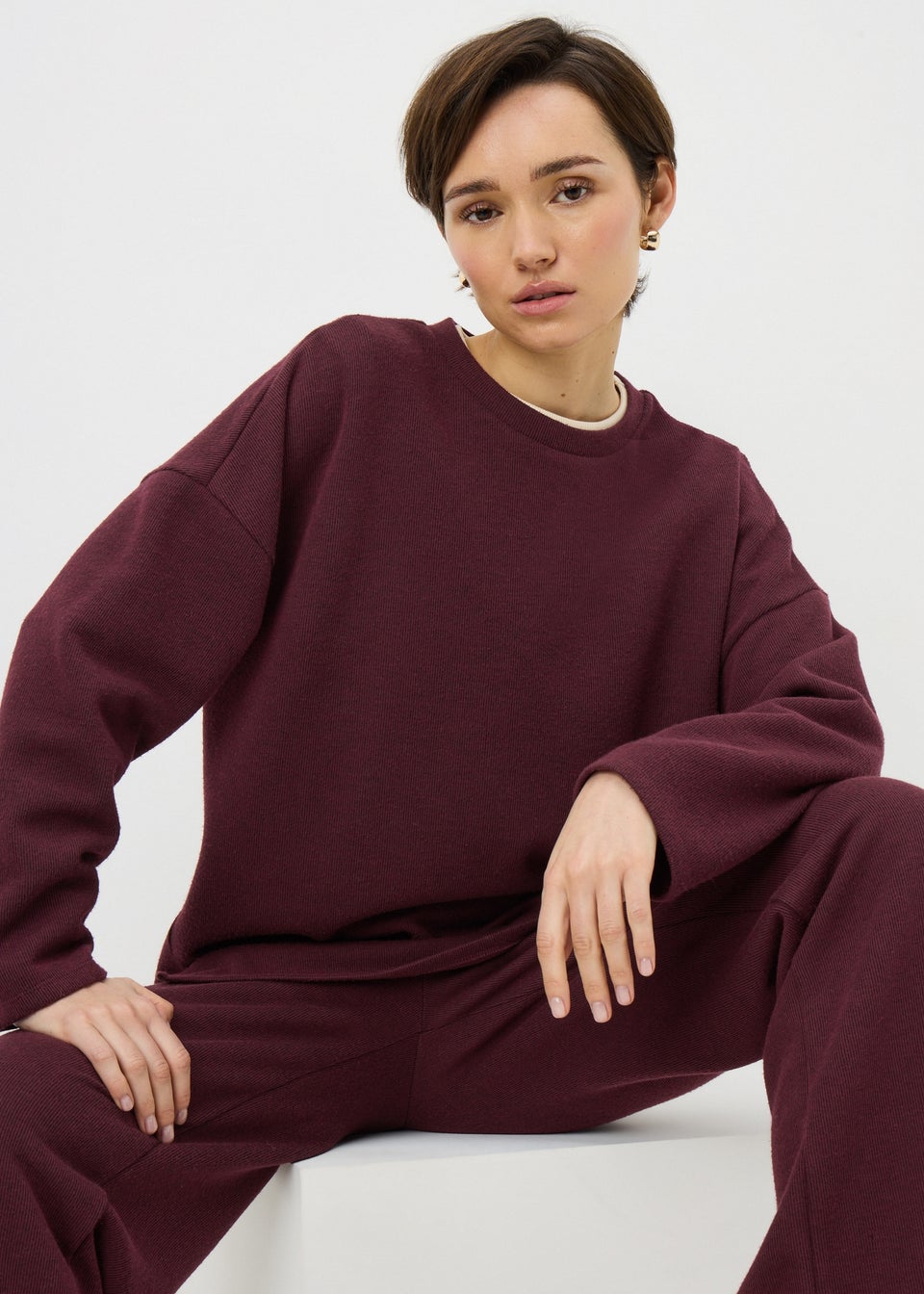 Burgundy Soft Touch Co-Ord Top