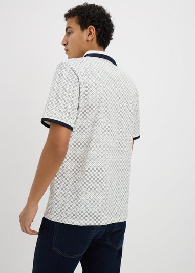 Ecru Geometric Polo Shirt