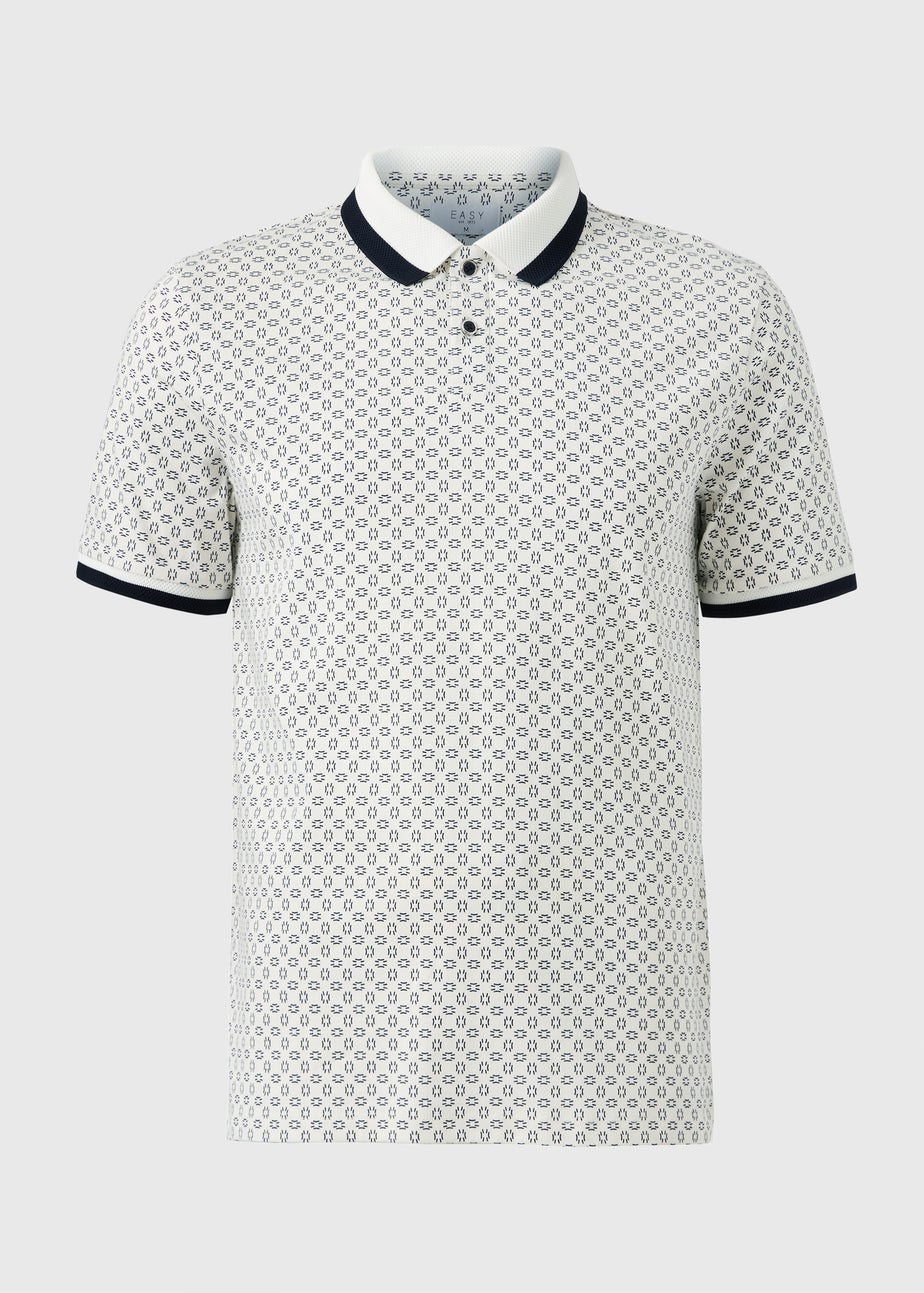 Ecru Geometric Polo Shirt