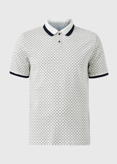 Ecru Geometric Polo Shirt