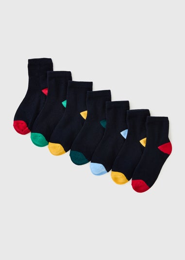 7 Pack Boys Navy Plain Footbed Socks (Younger 6-Older 6.5)