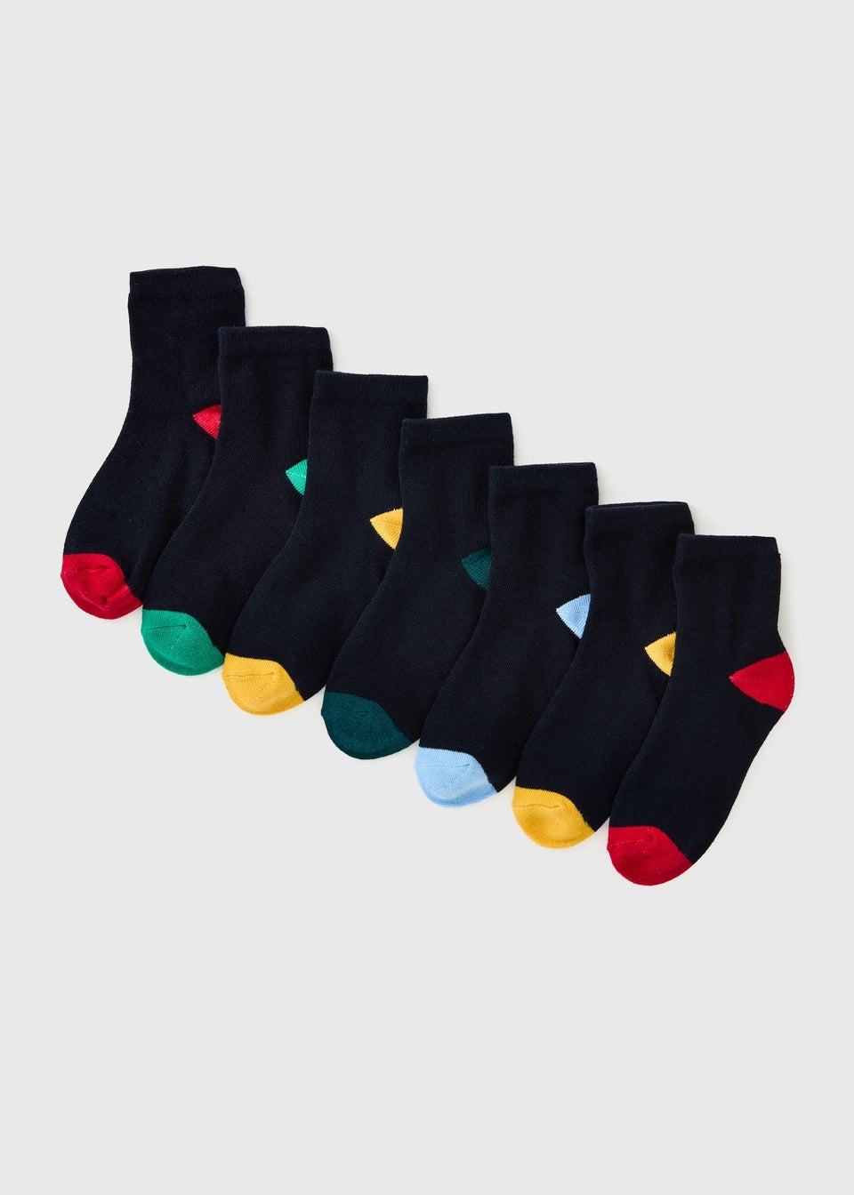 7 Pack Boys Navy Plain Footbed Socks (Younger 6-Older 6.5)