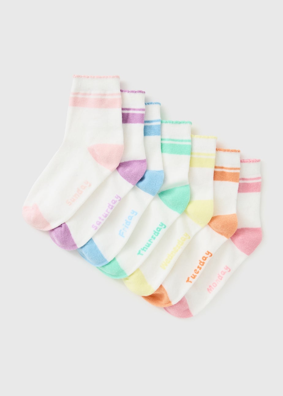 7 Pack Girls Days Of The Week Socks (Younger 6-Older 6.5)