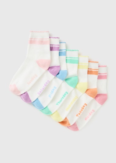 7 Pack Girls Days Of The Week Socks (Younger 6-Older 6.5)