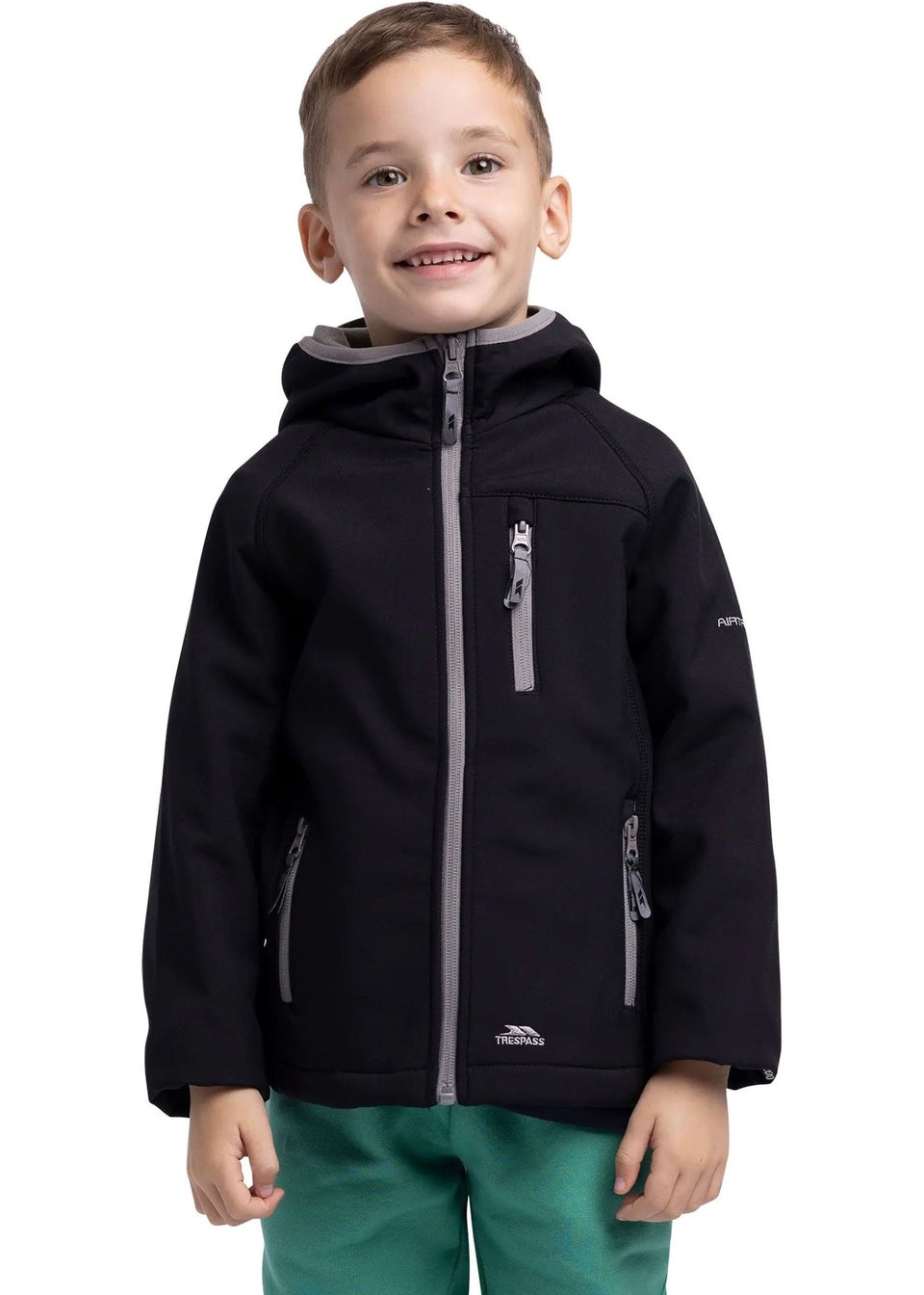 Trespass Kids Black Kian Softshell Jacket (2-12yrs)