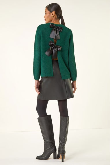 Roman Forest Bow Back Metallic Knit Jumper