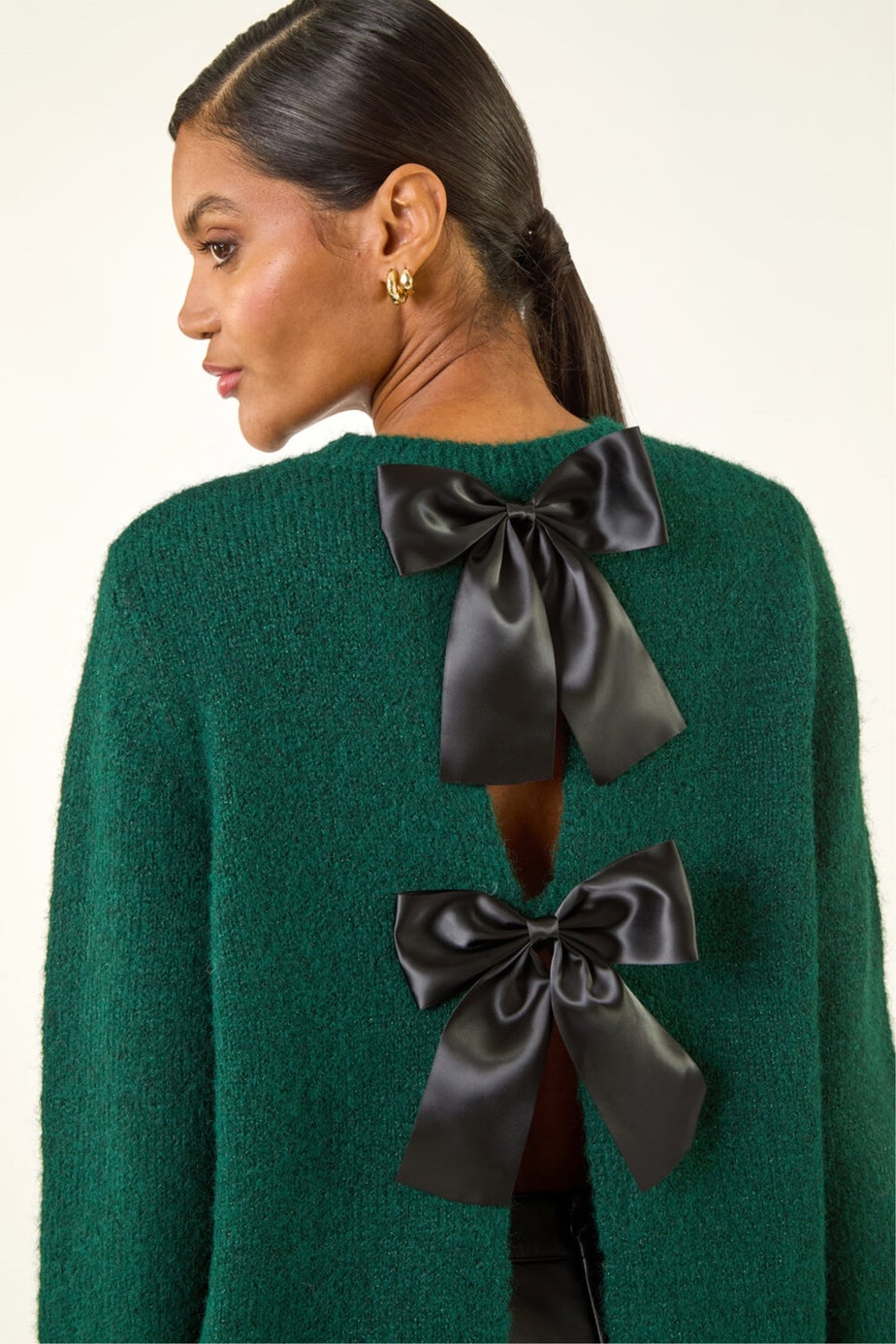Roman Forest Bow Back Metallic Knit Jumper