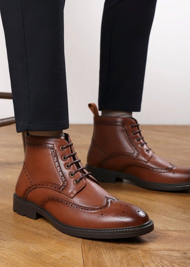 Where's That From Henry Tan Brogue Lace-Up Ankle Boots