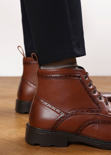 Where's That From Henry Tan Brogue Lace-Up Ankle Boots