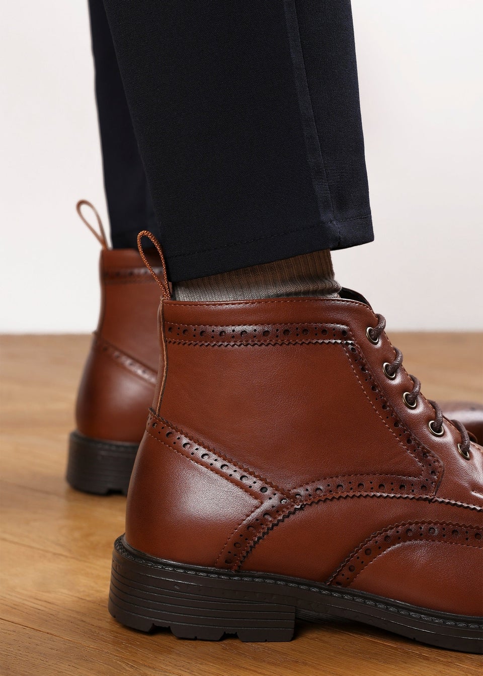 Where's That From Henry Tan Brogue Lace-Up Ankle Boots