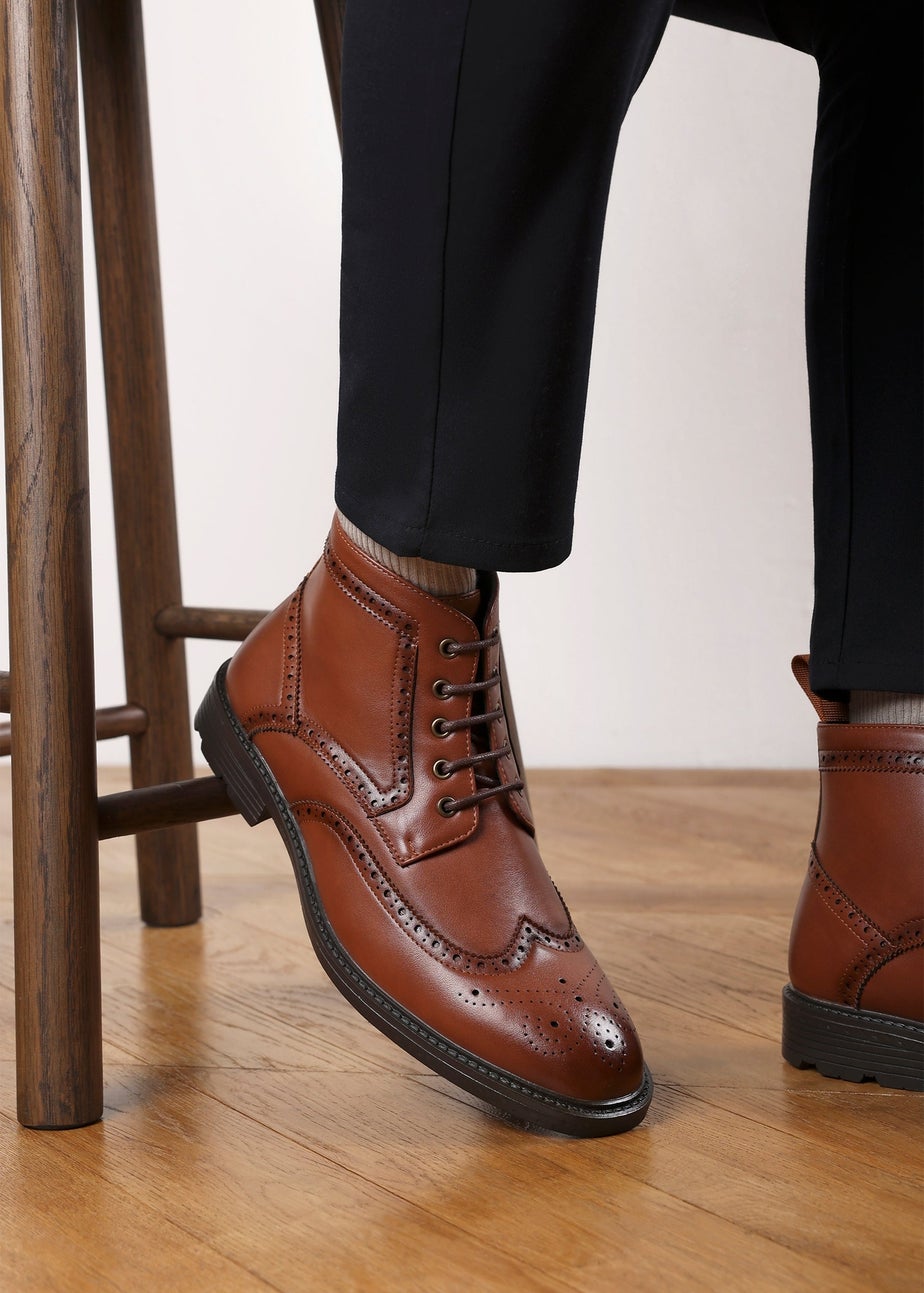 Where's That From Henry Tan Brogue Lace-Up Ankle Boots