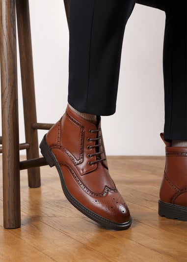 Where's That From Henry Tan Brogue Lace-Up Ankle Boots