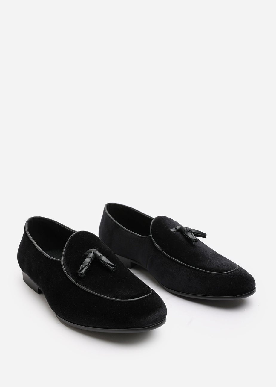 Where's That From Finley Black Velvet Tassel Loafer Dress Shoes