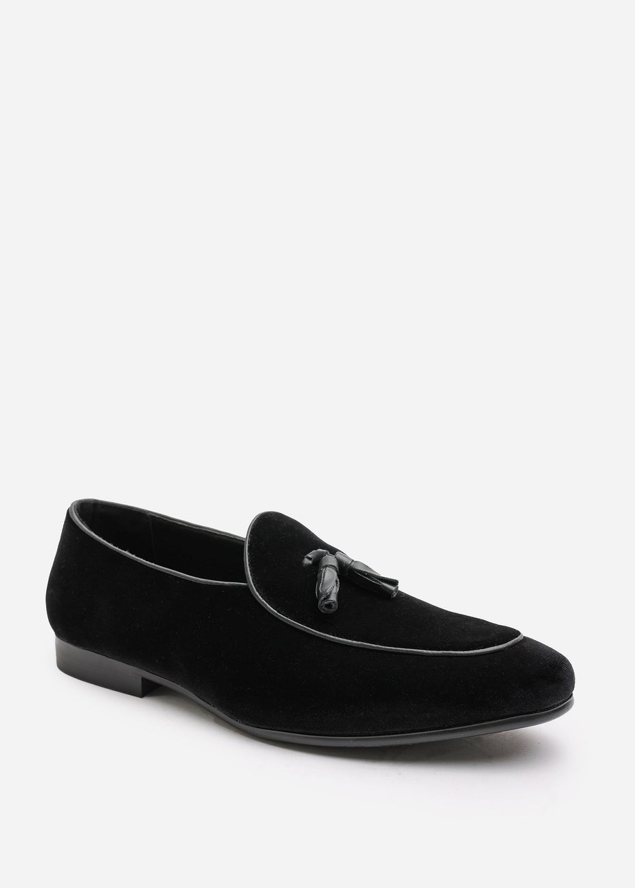 Where's That From Finley Black Velvet Tassel Loafer Dress Shoes