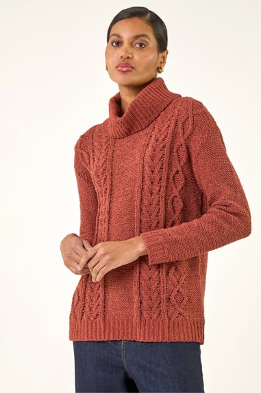 Roman Rust Chenille Roll Neck Knit jumper