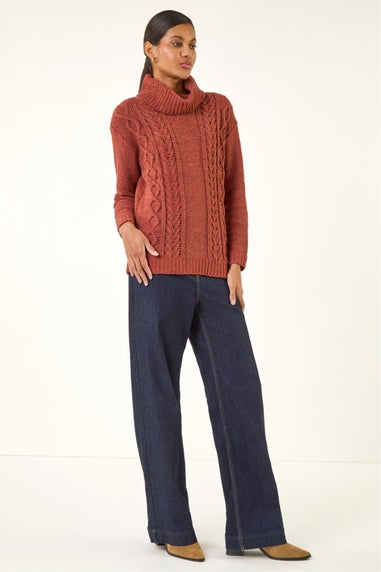 Roman Rust Chenille Roll Neck Knit jumper