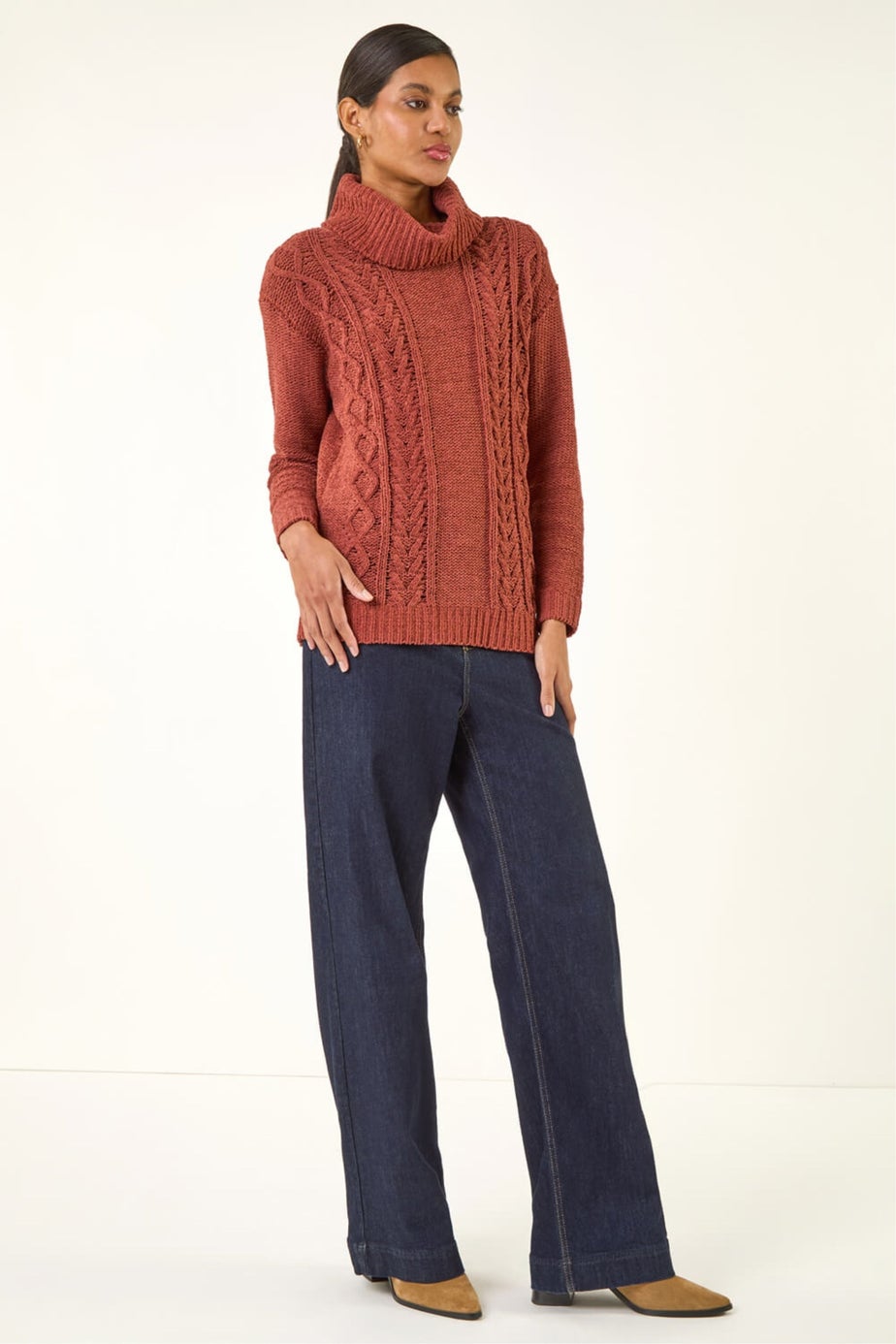 Roman Rust Chenille Roll Neck Knit jumper