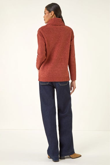 Roman Rust Chenille Roll Neck Knit jumper