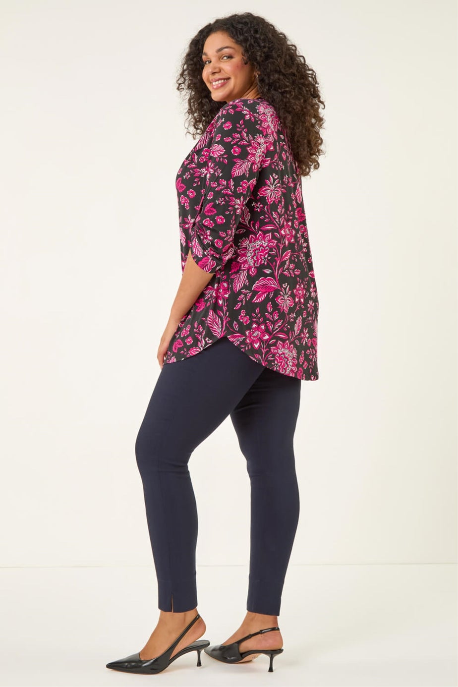 Roman Cerise Curve Textured Floral Print Shirt