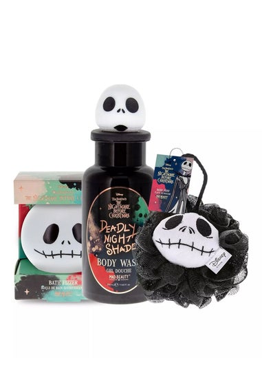 Nightmare Before Christmas Black Bath Bundle Set- Body Wash, Bath Fizzer and Body Puff