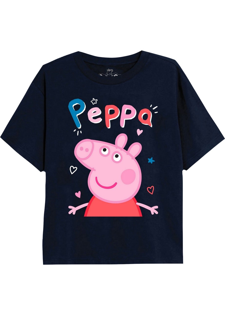 Peppa Pig Girls Navy Classic Doodle T-Shirt (3-13yrs)
