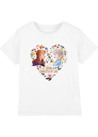 Frozen Kids White Sisters Connected By Love Elsa Anna Valentine`s Day T-Shirt (3-13yrs)