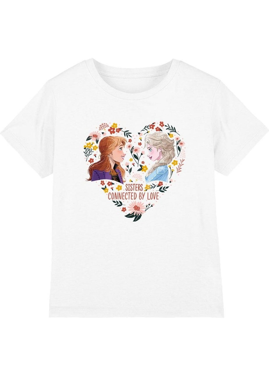 Frozen Kids White Sisters Connected By Love Elsa Anna Valentine`s Day T-Shirt (3-13yrs)
