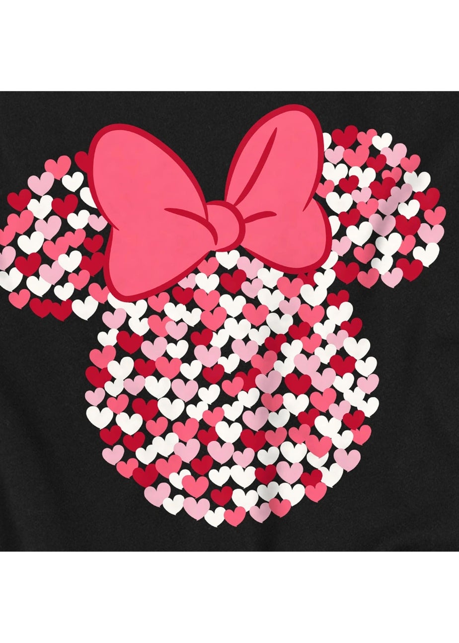 Disney Kids Black Minnie Mouse Heart Ears Silhouette Valentine`s Day T-Shirt (3-13yrs)
