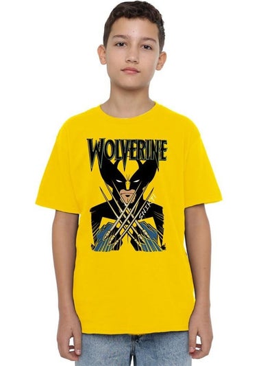 Marvel Kids Yellow X-Men Wolverine Action Shot T-Shirt (3-13yrs)