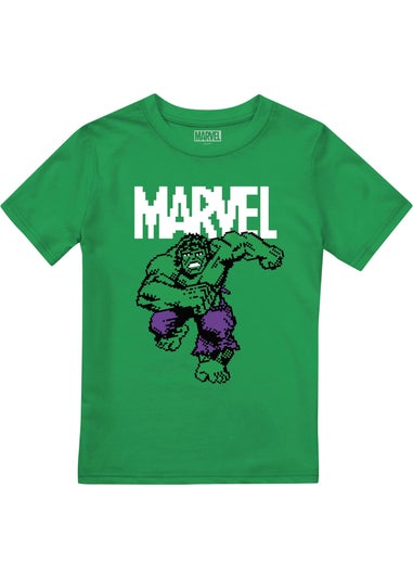 Marvel Hulk Kids Sage Green Pixel T-Shirt (3-8yrs)
