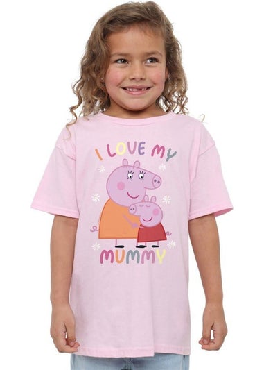 Peppa Pig Kids Pink I Love My Mummy T-Shirt (3-13yrs)