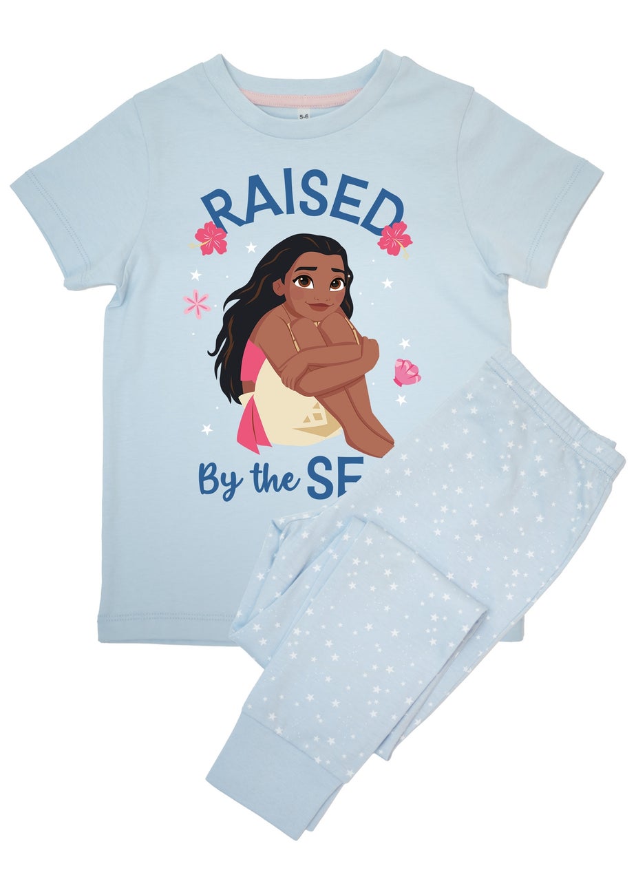 Disney Moana Raised By The Sea Girls Blue Graphic Pyjamas (3-8 Years)