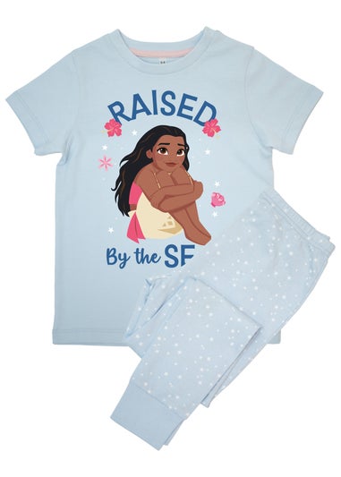 Disney Moana Raised By The Sea Girls Blue Graphic Pyjamas (3-8 Years)