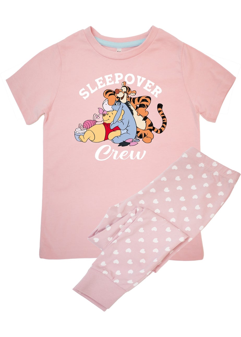 Disney Winnie The Pooh Sleepover Girls Pink Graphic Pyjamas (3-8 Years)