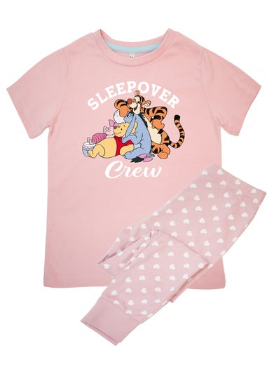 Disney Winnie The Pooh Sleepover Girls Pink Graphic Pyjamas (3-8 Years)