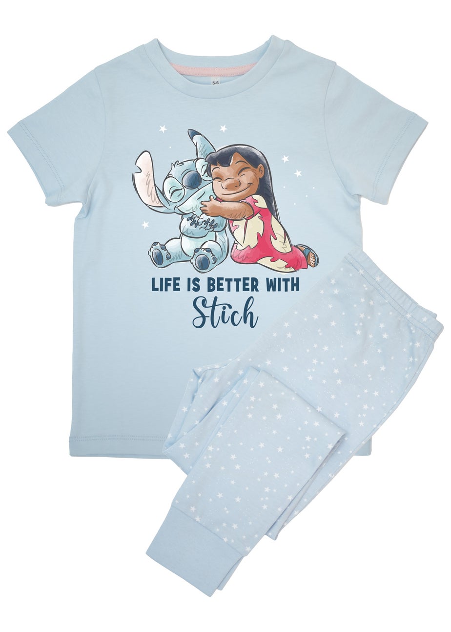Disney Lilo & Stitch Life Is Better Girls Blue Graphic Pyjamas (3-8 Years)