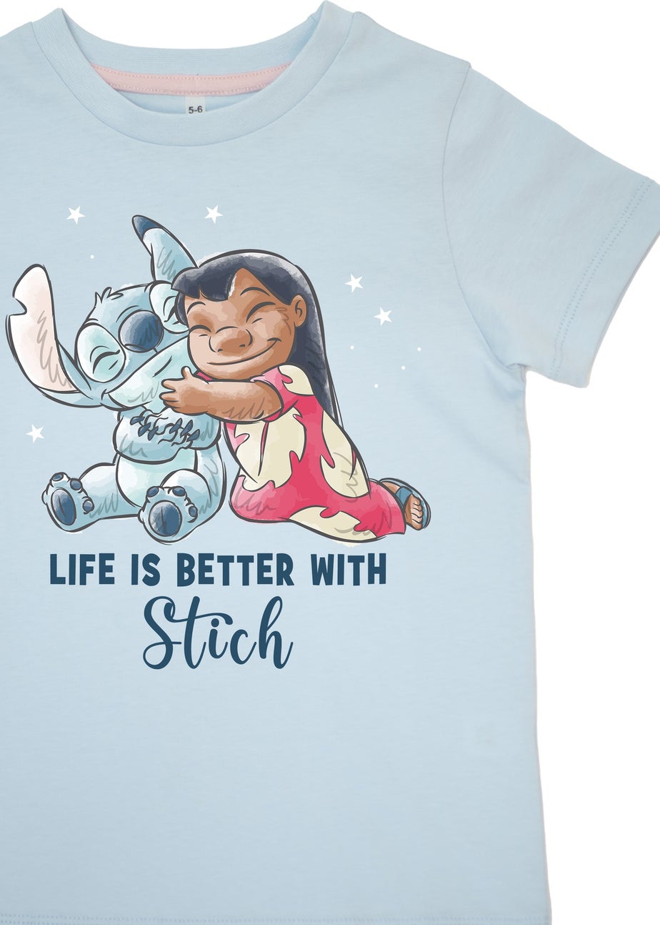 Disney Lilo & Stitch Life Is Better Girls Blue Graphic Pyjamas (3-8 Years)