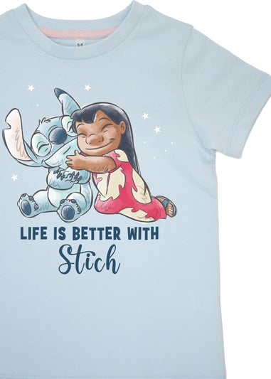 Disney Lilo & Stitch Life Is Better Girls Blue Graphic Pyjamas (3-8 Years)