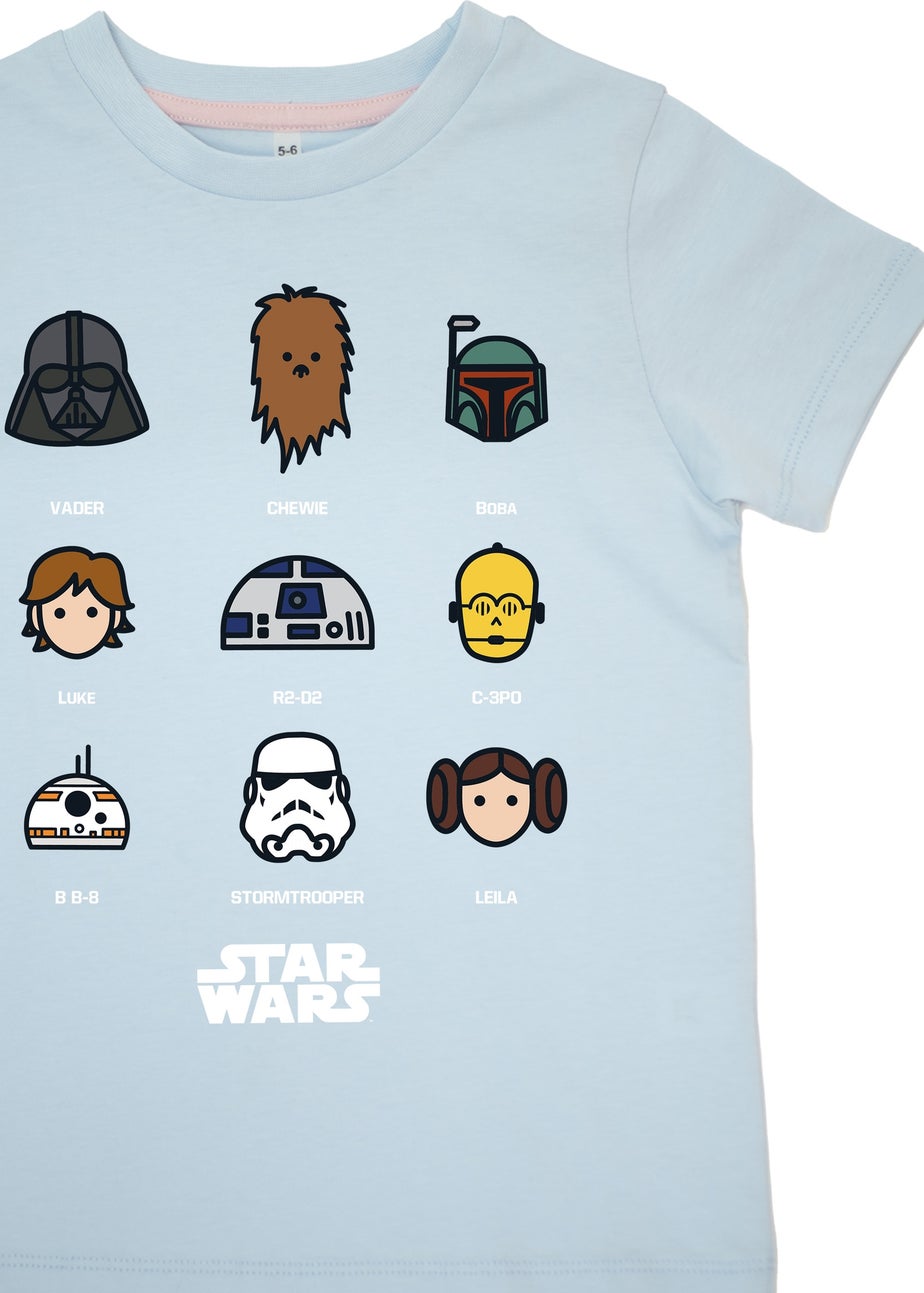 Star Wars Nine Characters Girls Blue Graphic Pyjamas (3-8 Years)