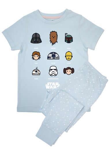 Star Wars Nine Characters Girls Blue Graphic Pyjamas (3-8 Years)