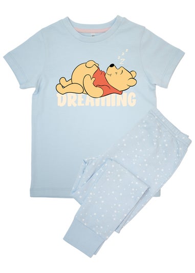 Disney Winnie The Pooh Dreaming Girls Blue Graphic Pyjamas (3-8 Years)