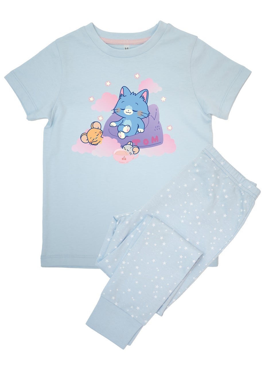 Tom & Jerry Sleeping Gokko Girls Blue Graphic Pyjamas (3-8 Years)