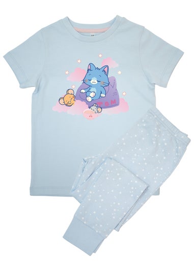 Tom & Jerry Sleeping Gokko Girls Blue Graphic Pyjamas (3-8 Years)
