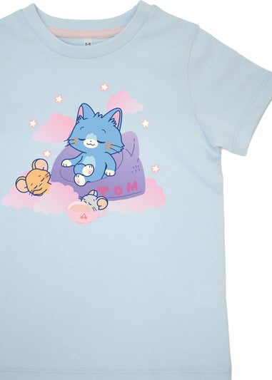 Tom & Jerry Sleeping Gokko Girls Blue Graphic Pyjamas (3-8 Years)